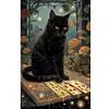 Chat noir-pleine peinture diamant rond-40 * 60cm-dp grande taille