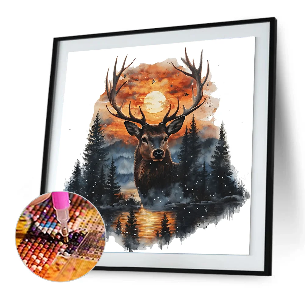Diamond Painting - Full Round Drill - Forest Deer(Canvas|30*30cm)