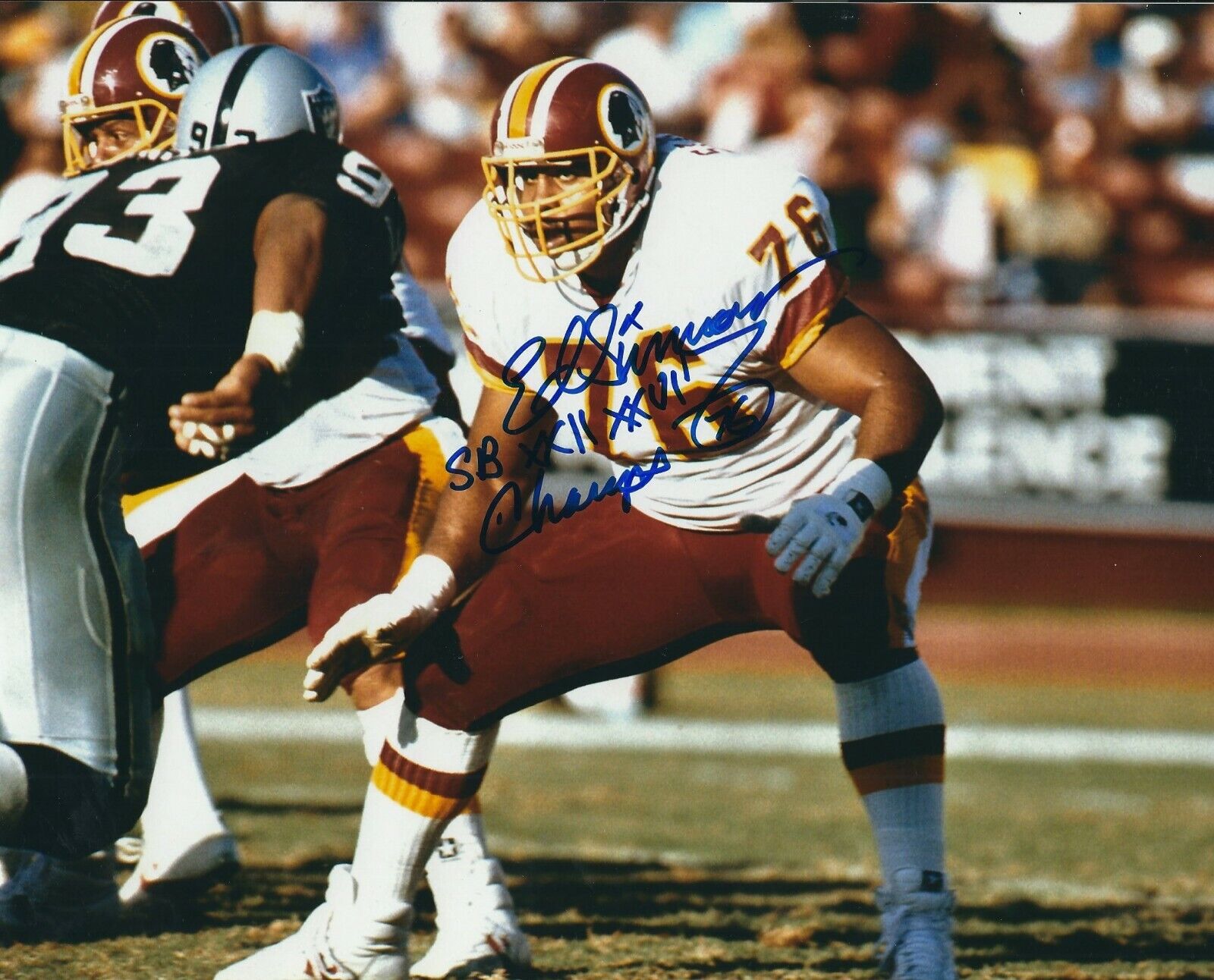 Autographed 8x10 ED SIMMONS Washington Redskins Photo Poster painting - w/COA