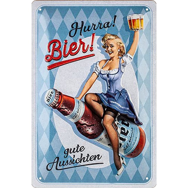 Pin-Up filles bière - Enseigne Vintage Métallique/enseignes en bois - 20*30cm/30*40cm