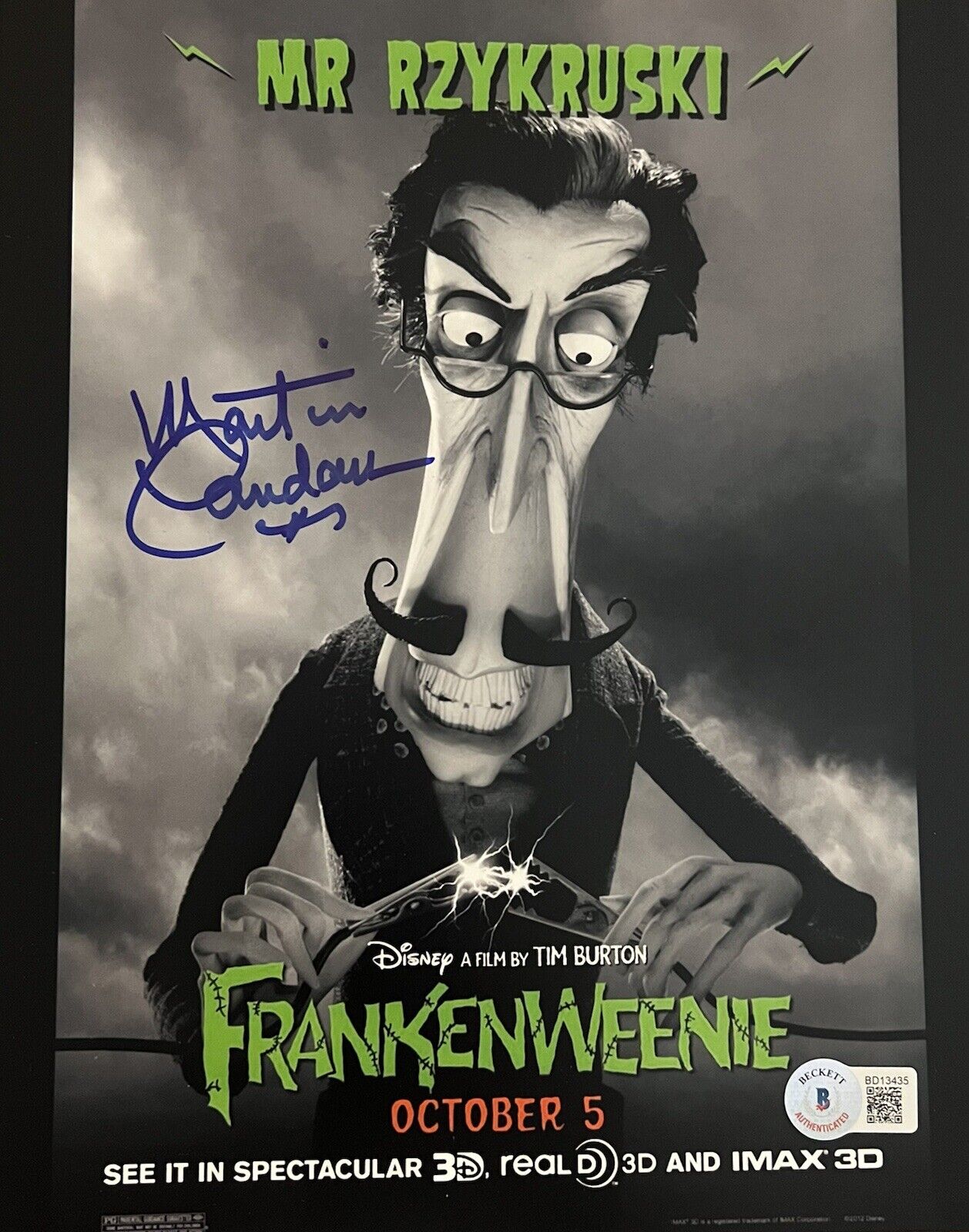 Martin Landau Autographed Signed 8x10 Color Photo Poster painting Beckett Frankenweenie