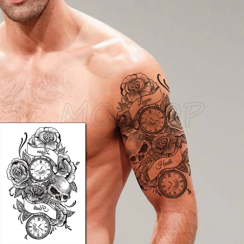 Temporary Tattoo Stickers Scorpion Pyramid Roman Bell Fake Tatto Waterproof Tatoo Back Leg Arm Belly Big Size for Women Men Girl