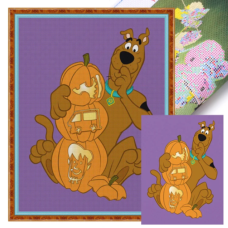 Halloween Scooby And Pumpkin (45*60cm) 11CT Stamped Cross Stitch gbfke