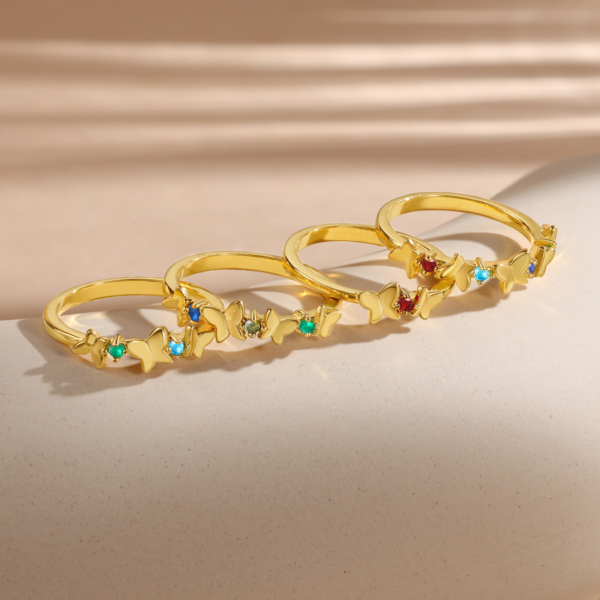 Personalised Butterfly Ring Custom 1 Birthstone Ring Birthday Gift for Her-Jessemade AU