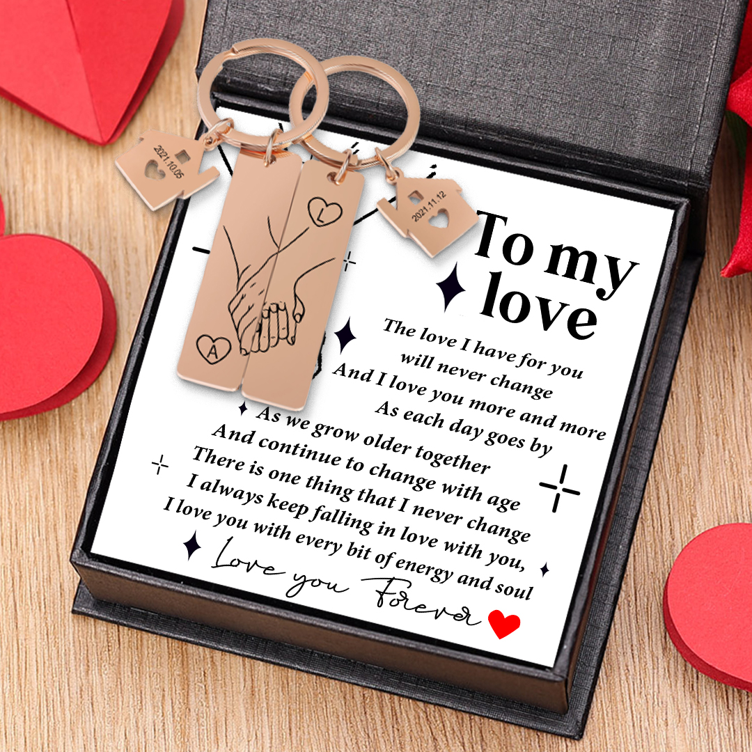 To My Man/My Love Keychain Holding Hands Couple Keychain Set Personalised Date Initial Keyring Matching Couple Gifts-Jessemade AU