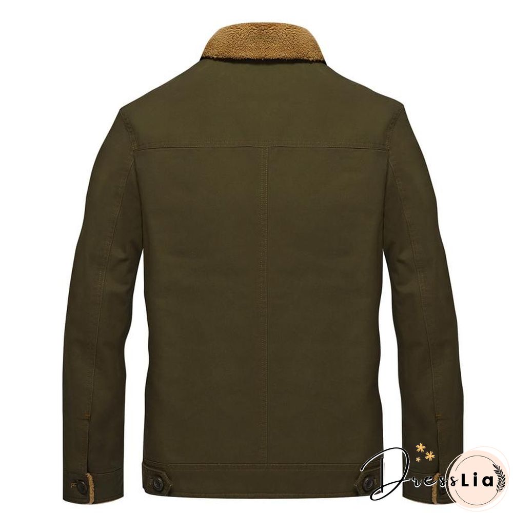 Men Velvet Thick Lapel Uniform Coat Autumn New Cotton Clothing Bomber Jacket