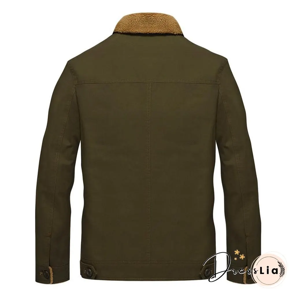 Men Velvet Thick Lapel Uniform Coat Autumn New Cotton Clothing Bomber Jacket