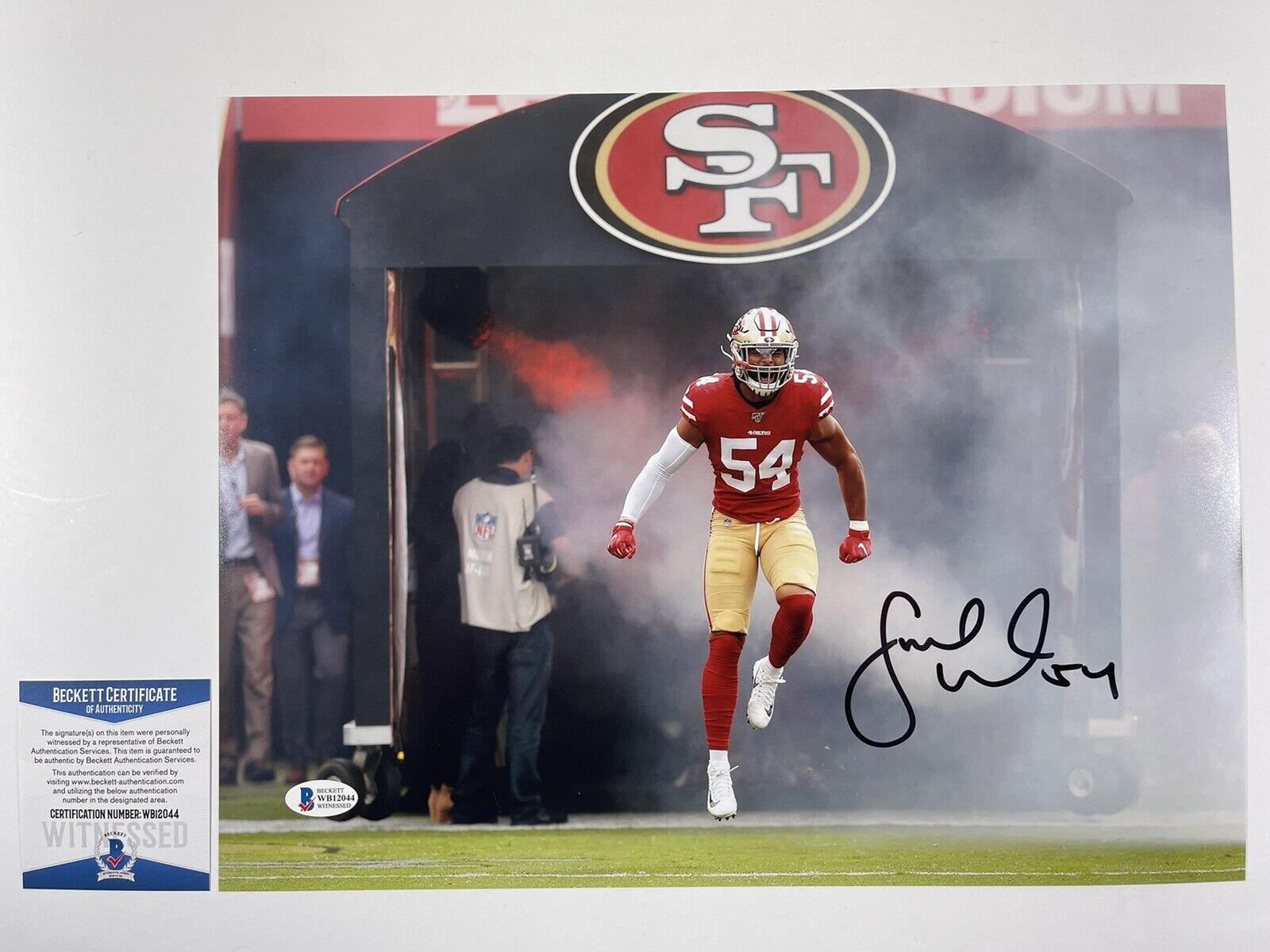 49ERS FRED WARNER SIGNED 11x14 Photo Poster painting BECKETT BAS WITNESS COA #WB12044