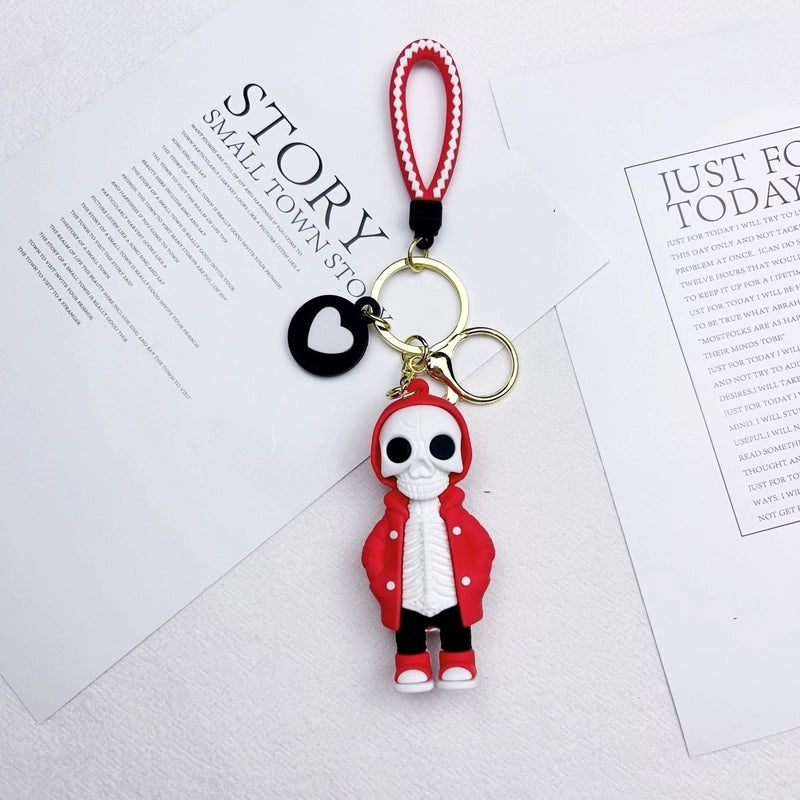 Cartoon Style Heart Shape Skull Silica Gel Halloween Unisex Keychain