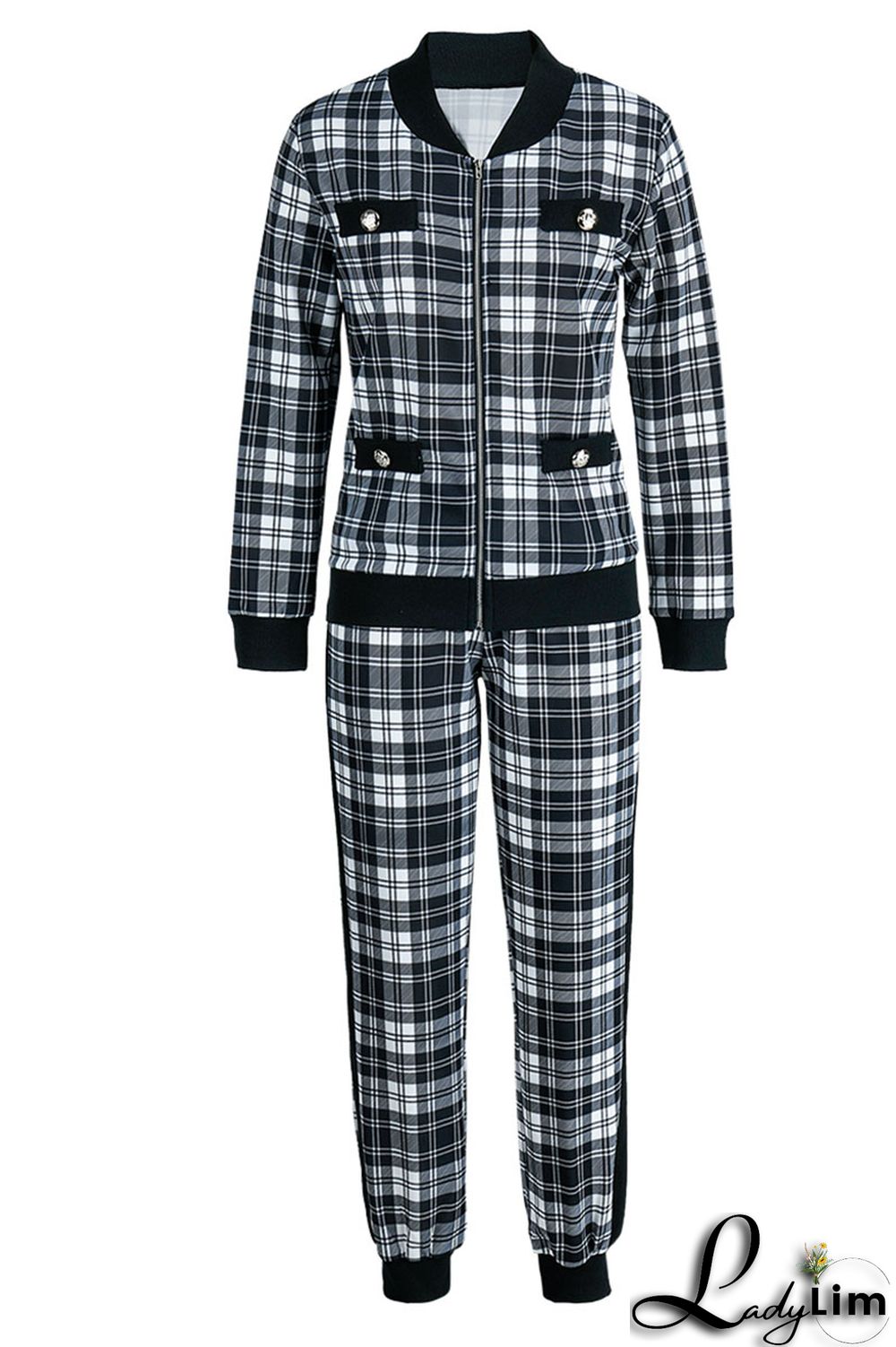 Pink Fashion Casual Print Patchwork Long Sleeve Two Pieces