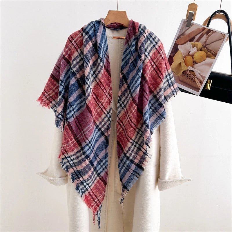 Cashmere Plaid Warm Shawl Scarf Unisex Autumn And Winter Fashion All-Matching Tassel Scarf