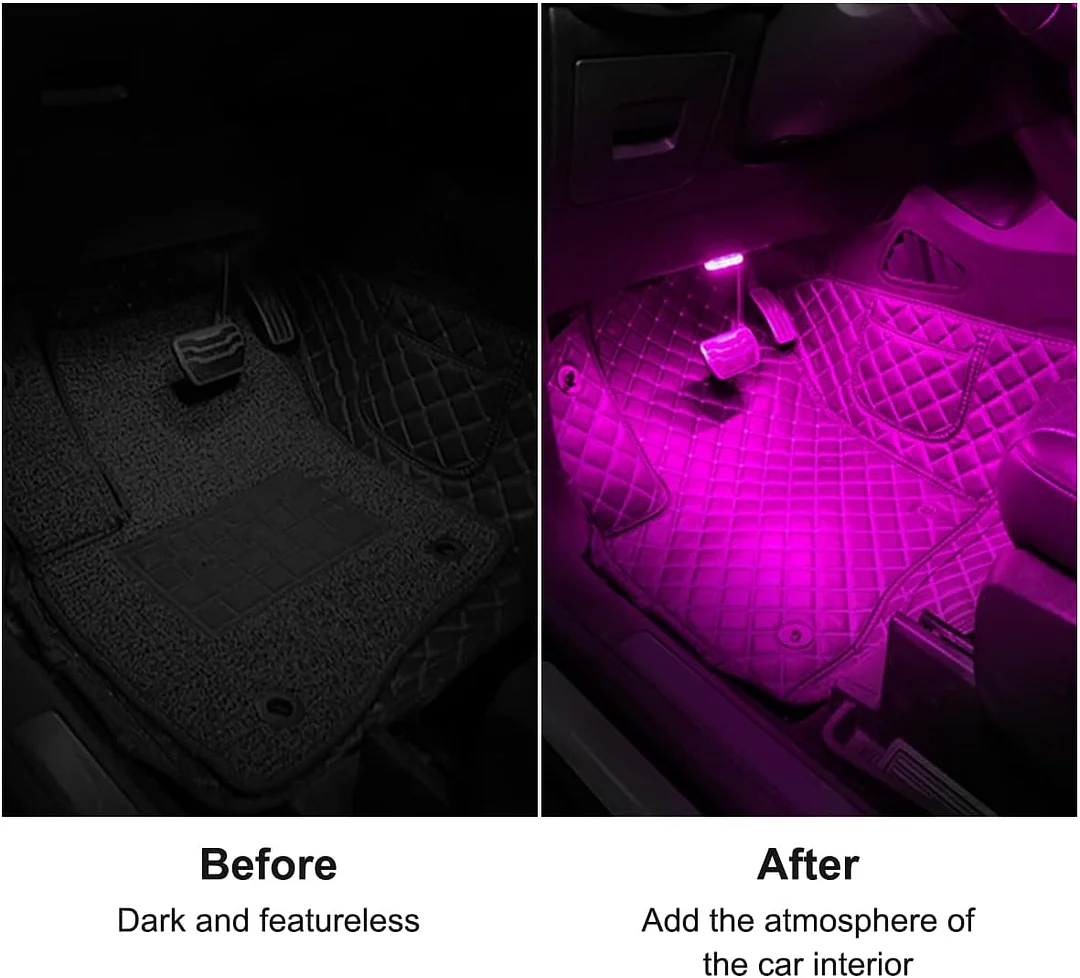  Car LED Lights Interior Wireless, 7 Colors Interior Car Lights with 6 Bright LED Lamp Beads, Portable USB Rechargeable Car Interior Led Night Light for Car Decor