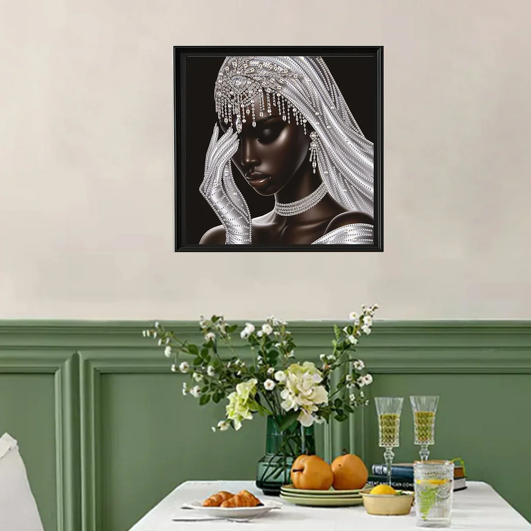 Diamond Painting - Partial Special Shaped Drill - Silver Veil Bride(Canvas|30x30cm)