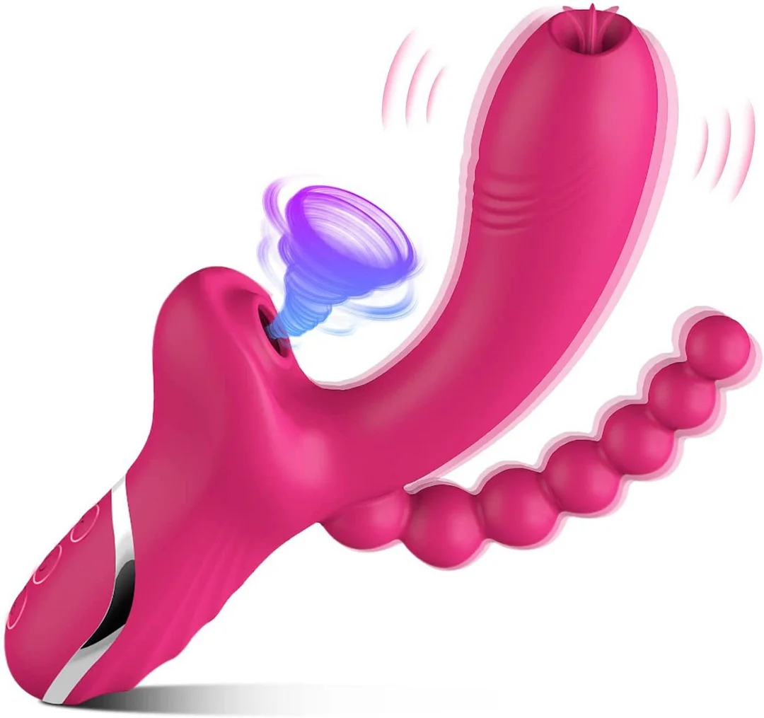 Double Headed Sucking Vibrating Beads Vibrator for Couple