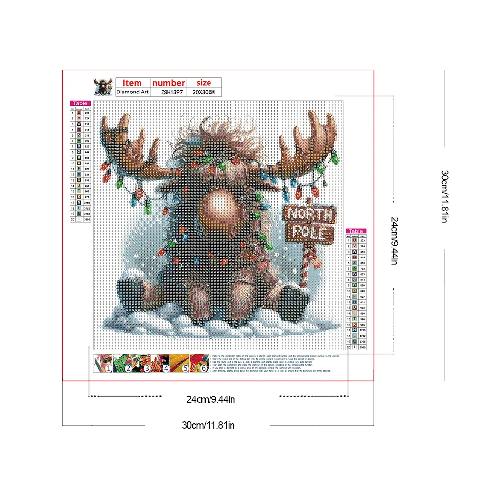 Diamond Painting - Full Round Drill - Xmas Elk(Canvas|30*30cm)