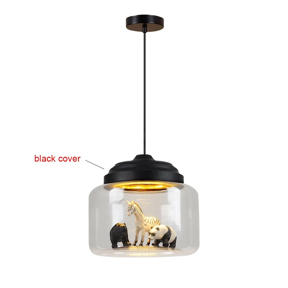 Modern animal led pendant light children's room cute ceiling chandelier glass lampshade bedroom restaurant lamp DIY hanging lamp