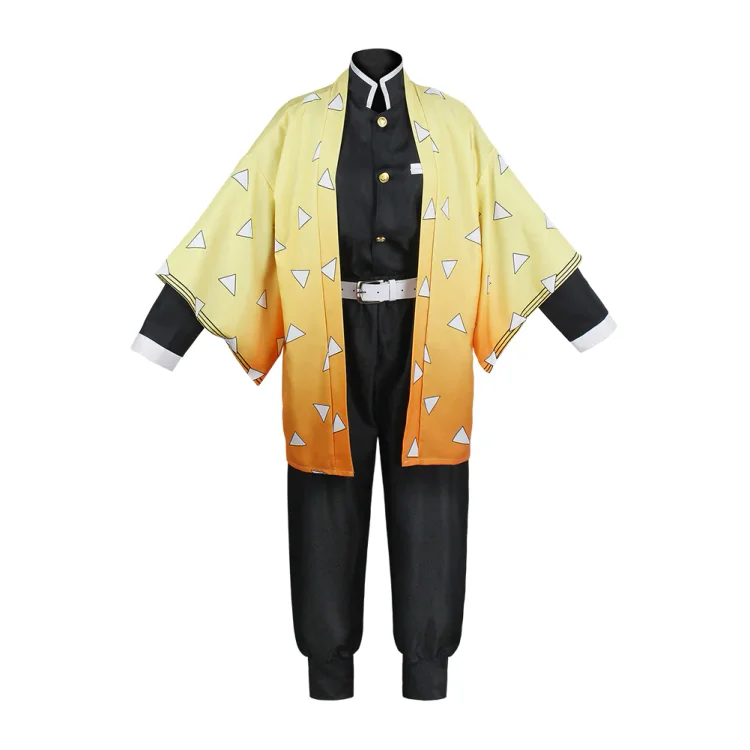 Demon Slayer Kimetsu no Yaiba Agatsuma Zenitsu Uniform Outfit Halloween Cosplay Costume