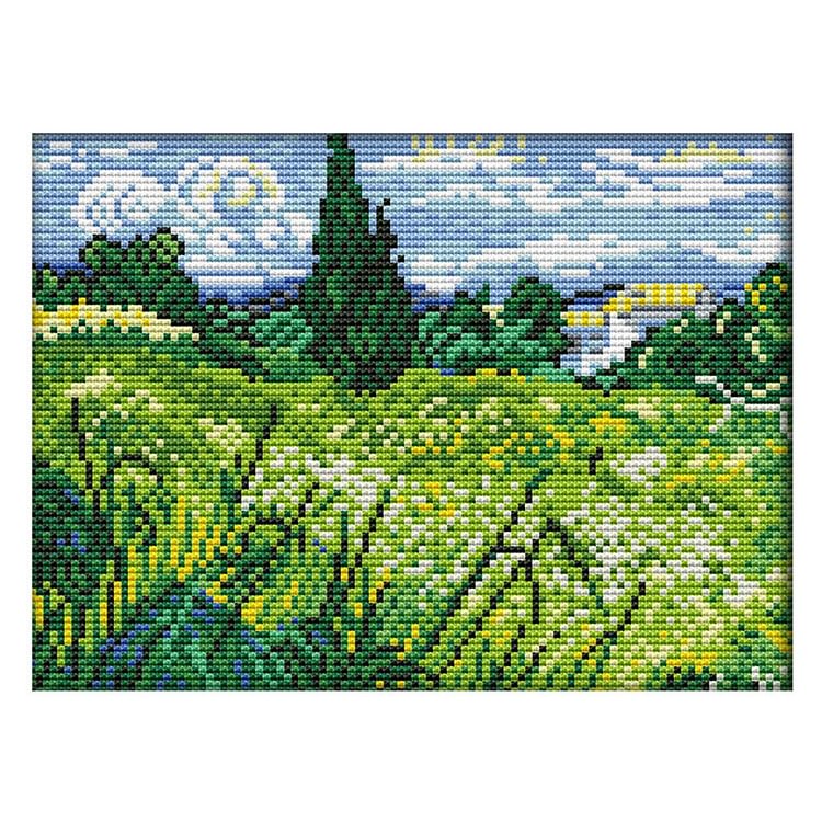 Joy Sunday - Scenery - 14CT 2 Strands Threads Printed Cross Stitch Kit - 27x19cm(Canvas)