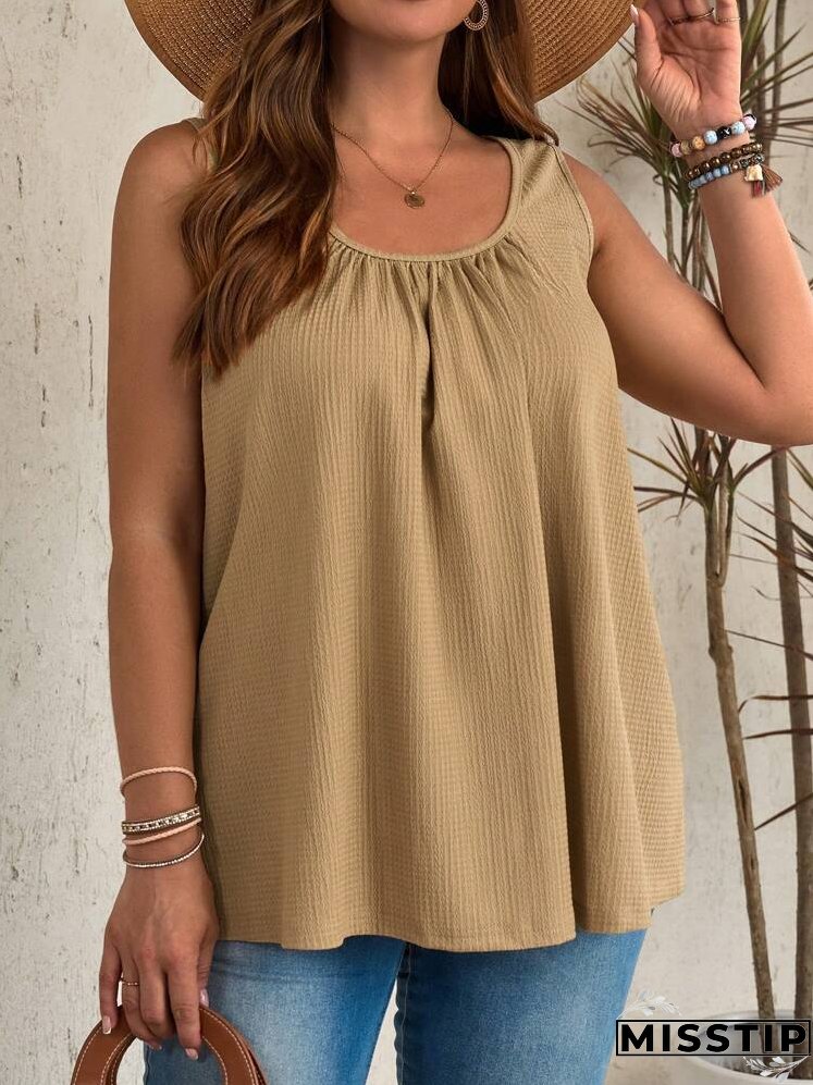 Women's Plus Size Solid Color Simple Daily Wear Sleeveless Tank Top