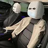 Halloween Spoof Face Funny Car Headrest Cover Decoration for Most Cars (White)