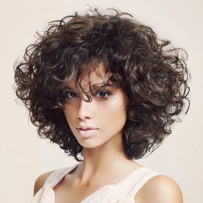 Hair Wigs Short Hairwigs Headgear for Ladies with Curly Hair -vasmok