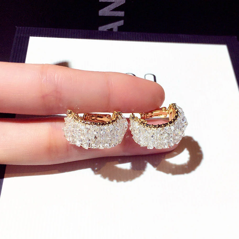 Personalized Super Shine Rhinestone Earrings Charm Exquisite Luxury Women Temperament Wedding Trendy Jewelry Earrings Gift
