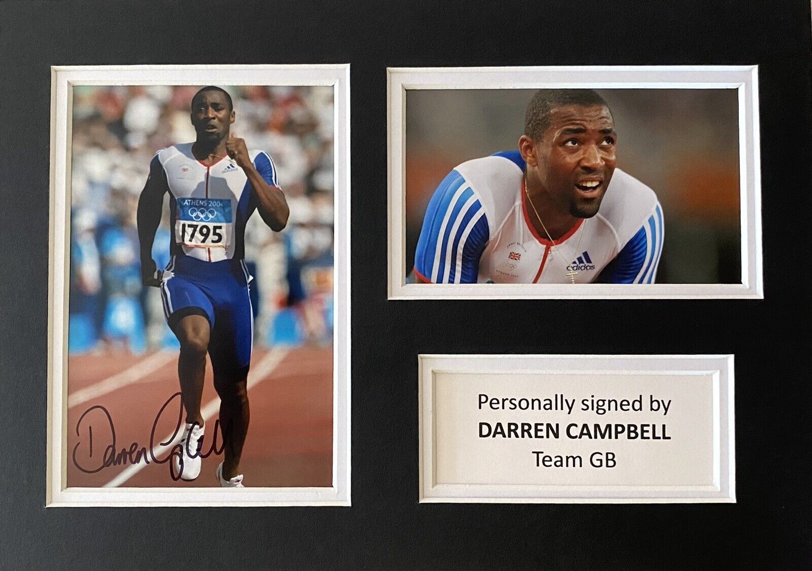 Darren Campbell Hand Signed Photo Poster painting In A4 Mount Display - Olympics - Team GB