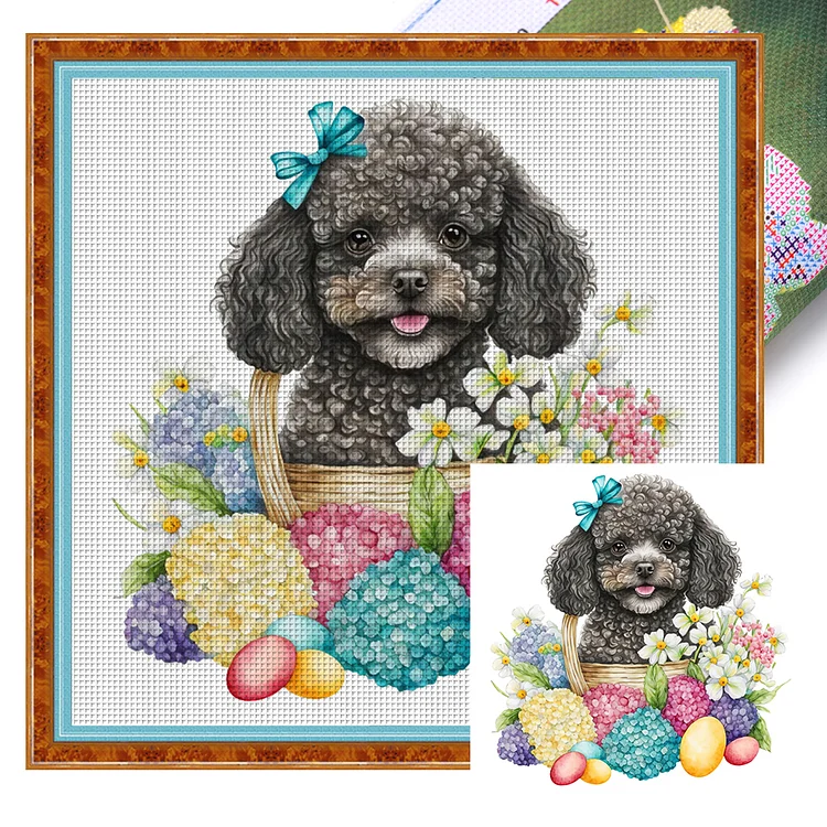 【Huacan Brand】Puppy 18CT Stamped Cross Stitch 30*30CM
