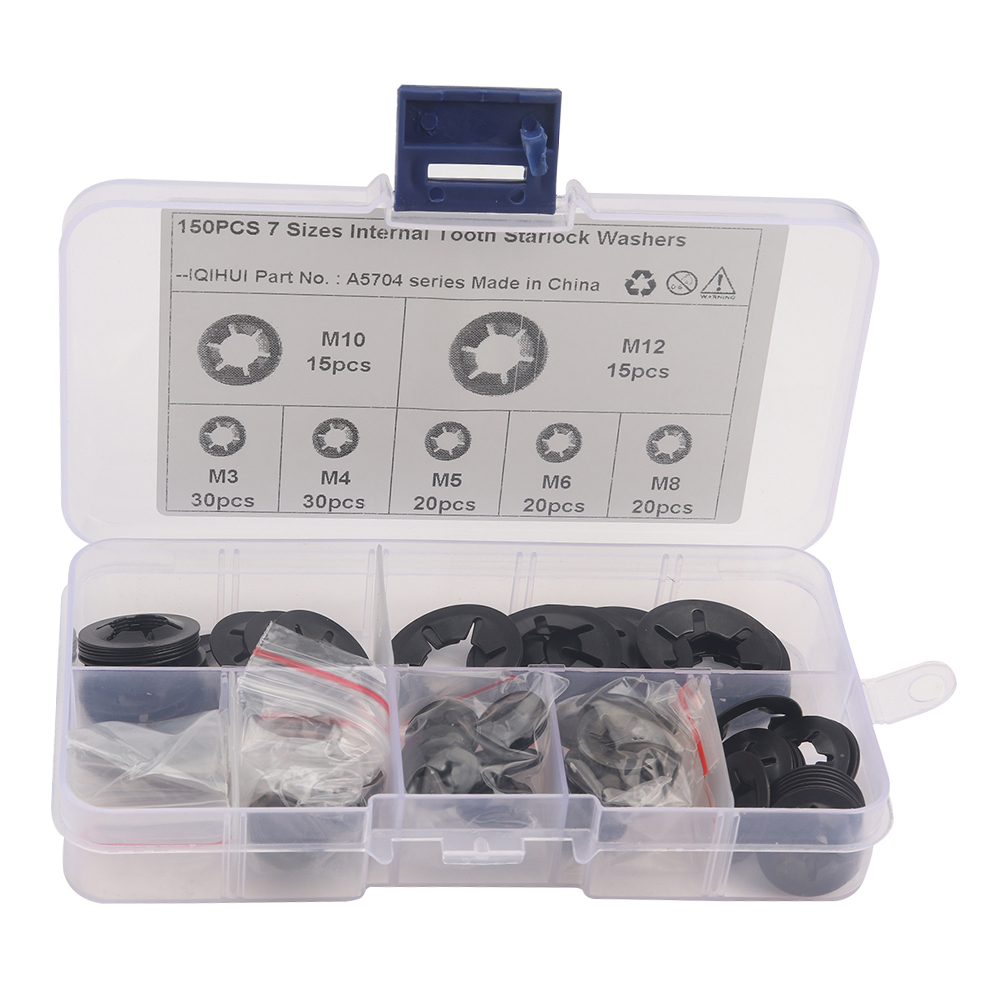 

150pcs Assorted Internal Tooth Star Lock Washers Kit M3 M4 M5 M6 M8 M10 M12, 501 Original