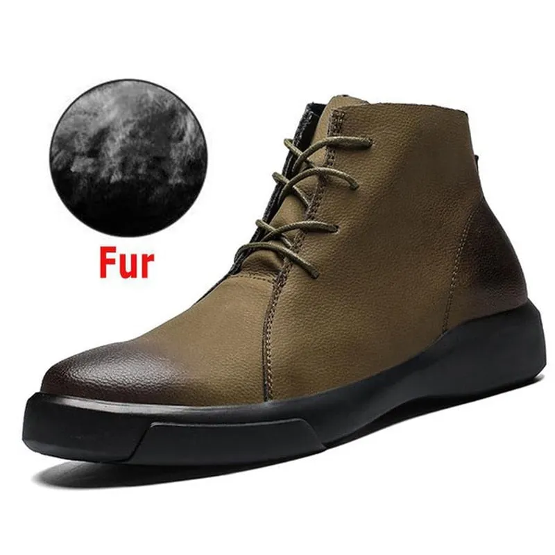 Winter Men Boots Plus Warm Men's Snow Boots Waterproof Men Footwear Leather Men Shoes Outdoor Sneakers Rubber Man Ankle Boots