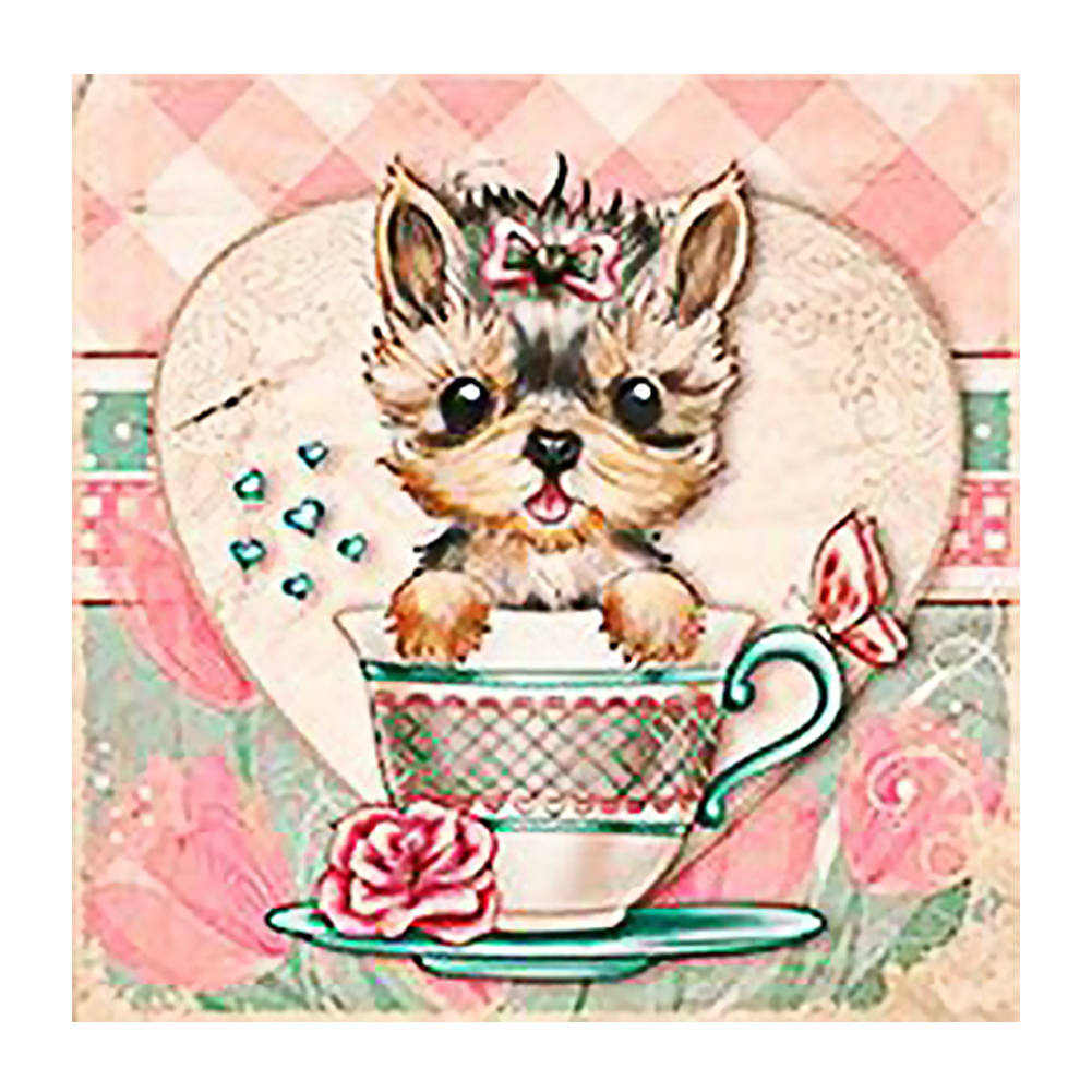 

Flower Cup Q Cat-Round Drill Diamond Painting-30*30CM, 501 Original