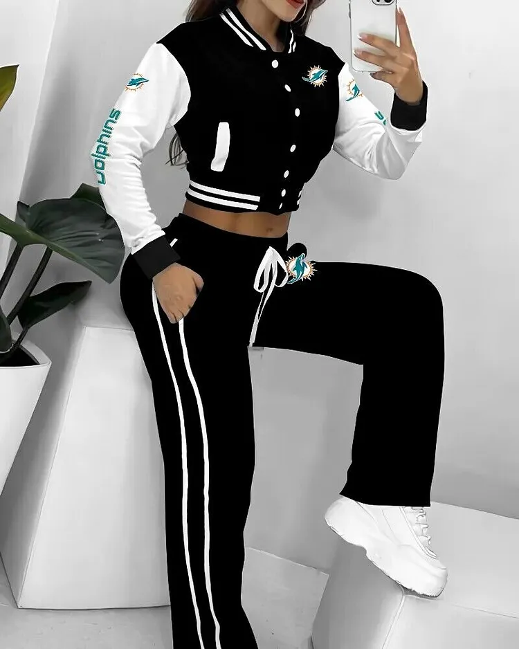 Miami Dolphins 3D Printed Varsity Jacket Set
