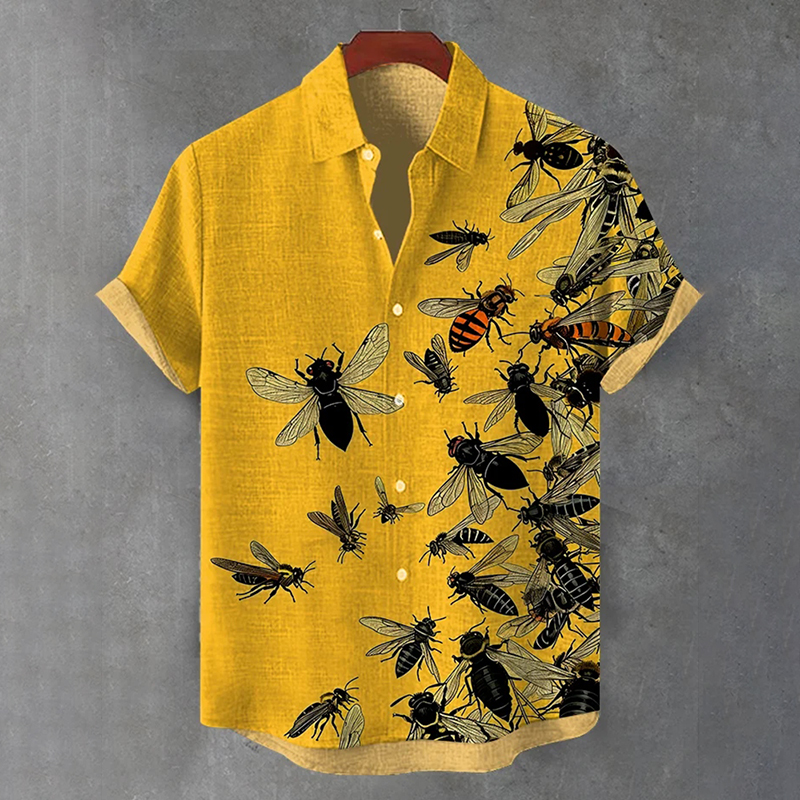 Men's Bees Nature Insect Art Print Casual Shirt  artssus
