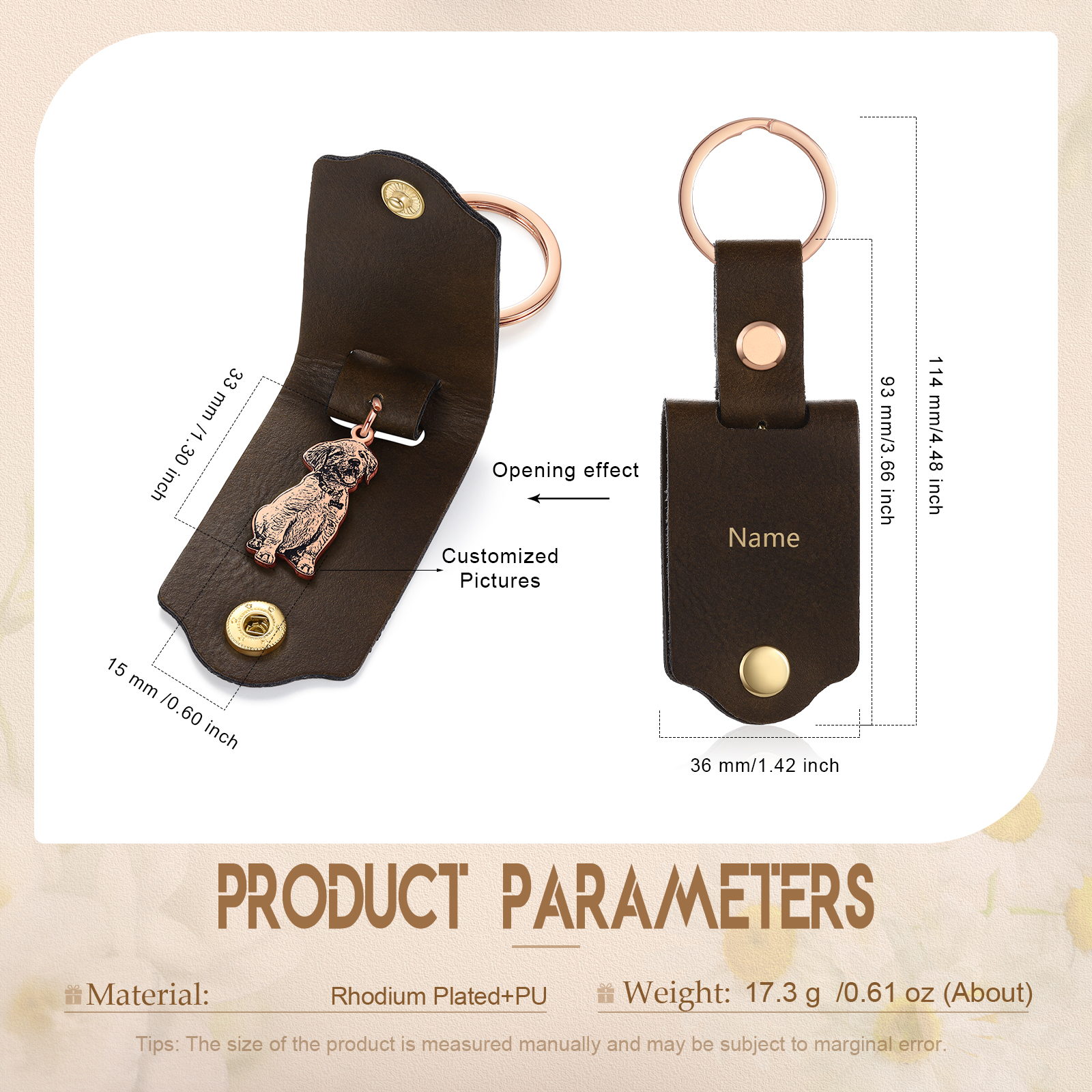 Personalised Photo & Name Pet Keychain Custom Leather Dog Cat Keychain Gifts for Him/Her-Jessemade AU