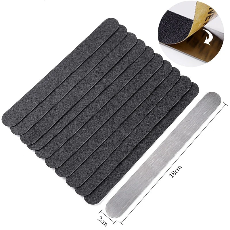 Double-Sided Straight Replacement Nail File SandPaper Pads With Metal Handle Grey /Black Buffer Strips 100/180/240 Remove-Nail Inspo