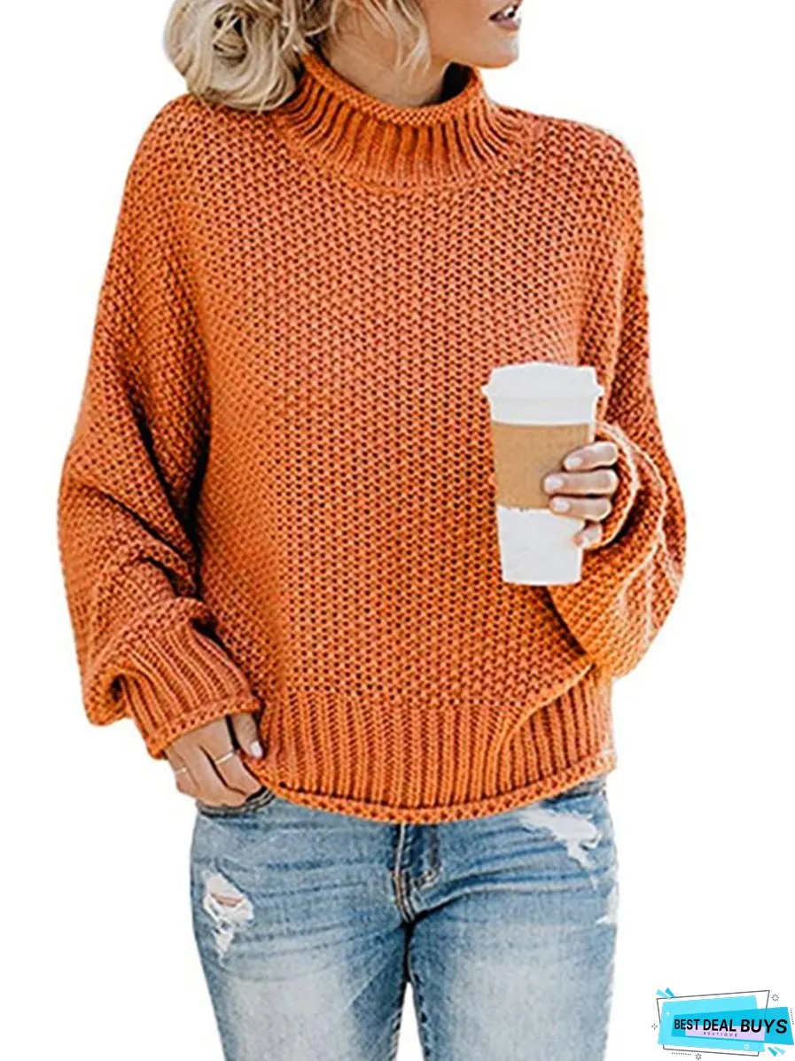 Turtleneck Dropped Shoulder Sweater