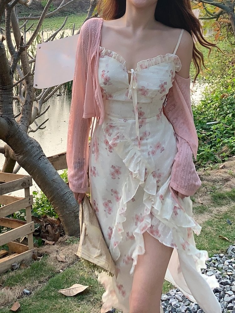 Floral Sleeveless Elegant Midi Dress Set PE054