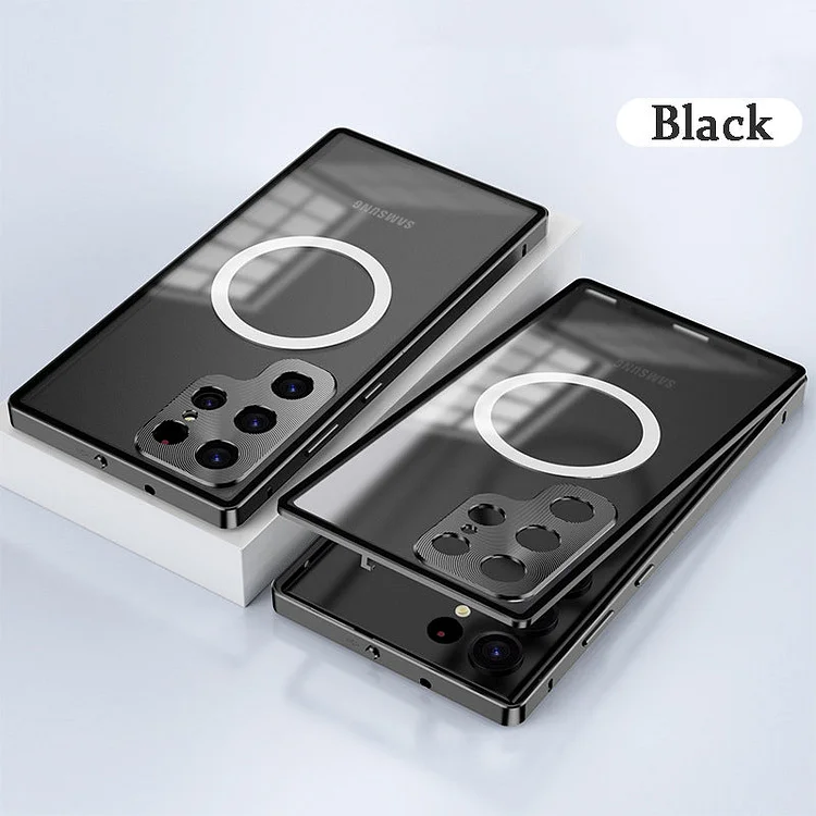 For Samsung S23 Series Metal Frame Snap Magnetic Suction Phone Case