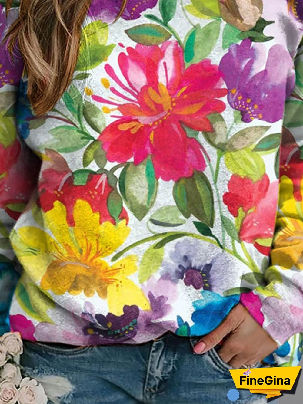Hawaii Hibiscus Painting Print Sweatshirt