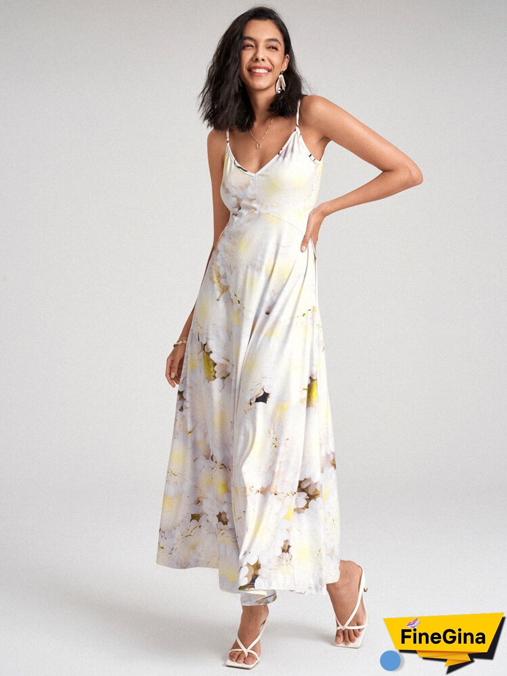 Tie Dye Spaghetti Strap Open Back Swing Maxi Dress