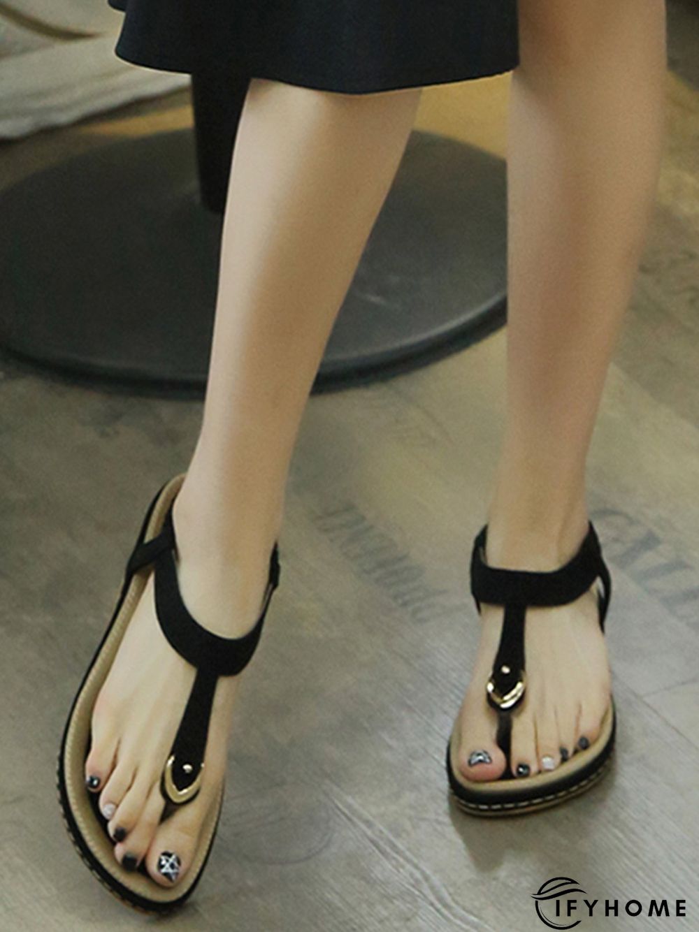 Women's Beach Metal Buckle Trim Flip-On Sandals | IFYHOME