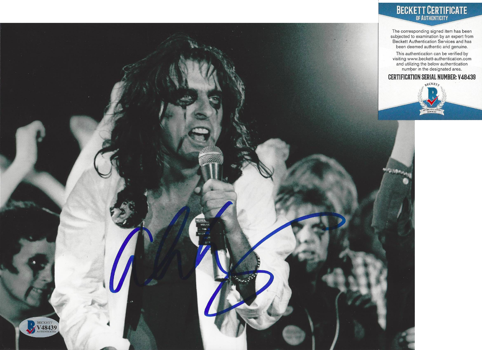 SINGER ALICE COOPER SIGNED 8x10 Photo Poster painting SHOCK ROCK LEGEND 1 PROOF BECKETT COA BAS