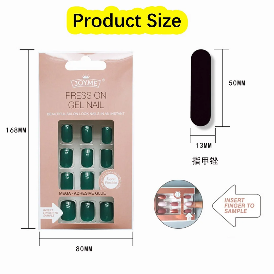 24Pcs Nails Art Fake Nail Tips False Press on Coffin with Glue Stick Designs Clear Display Short Set Full Cover Artificial Squar-Nail Inspo