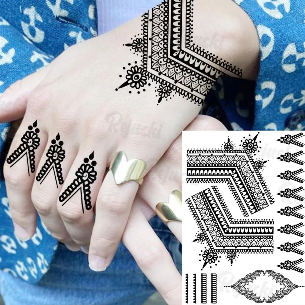 Sdrawing Elephant Pendant Temporary Tattoos For Women Men Lion Butterfly Snake Feather Fake Tattoo Sticker Glamour Back Body Tatoos