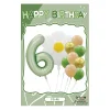 Retro Cream Caramel Cartoon Bunny Bear 0 - 9 Numbers Latex Aluminum Film Balloons Flags Package Kids Birthday Party Decors