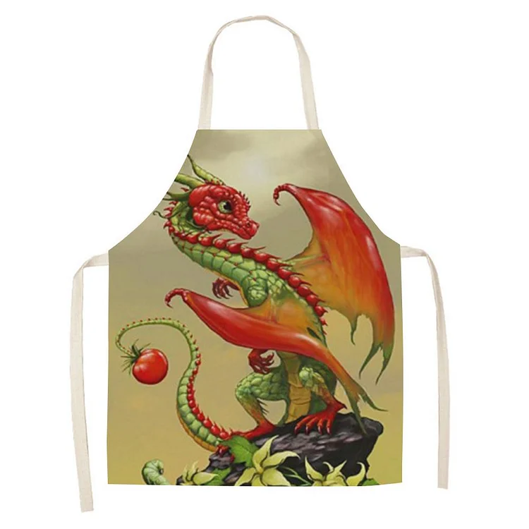 Waterproof Linen Kitchen Apron -dragon