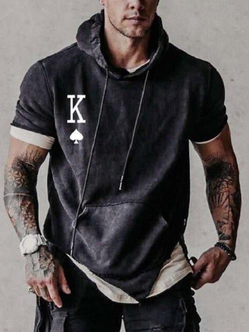 Short-Sleeved Printed Casual Fashion Hoodie