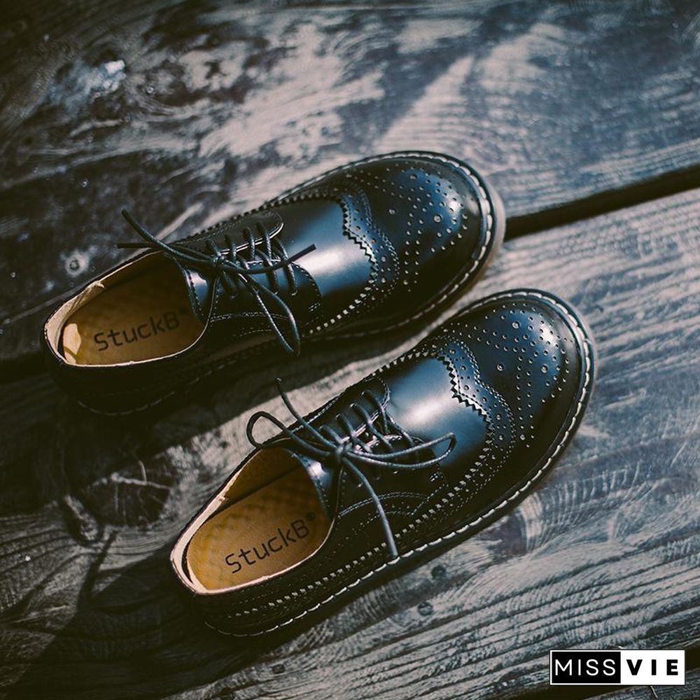 Platform Martin Boots Leather Retro Brock Shoes