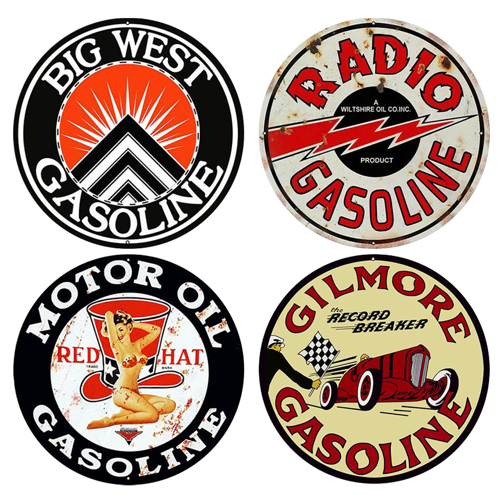 (Multi Style)Petrol - Round Vintage Metal Signs - 30*30cm