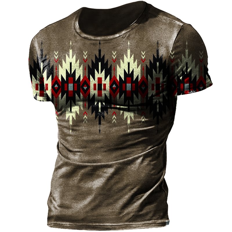 Men's Outdoor Western Ethnic Pattern Retro T-Shirt-Compassnice®